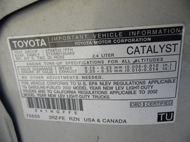 2002 TOYOTA TACOMA WHITE XTRA CAB 2.4L AT 2WD Z18210